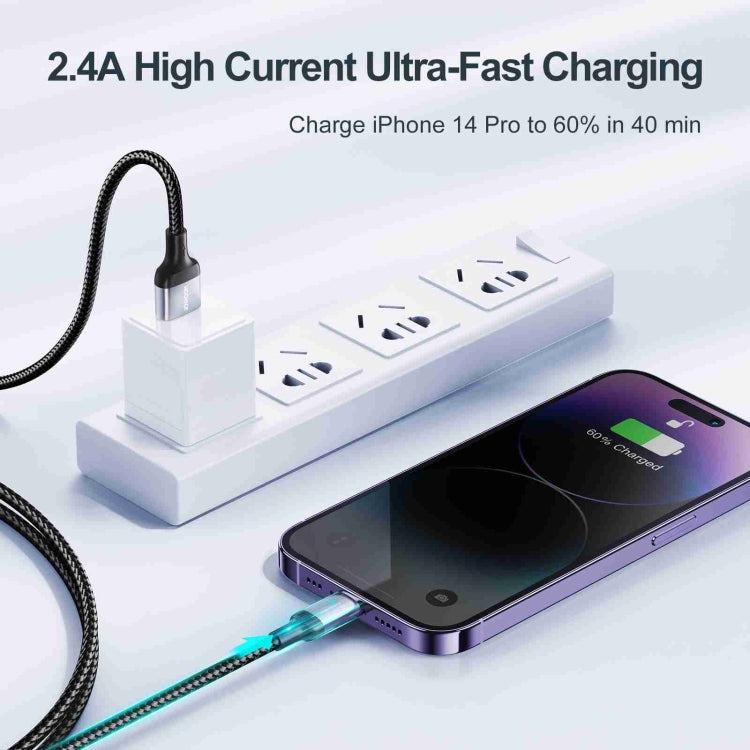 JOYROOM S-UL012A10 Extraordinary Series 2.4A USB-A to 8 Pin Fast Charging Data Cable, Cable Length:2m