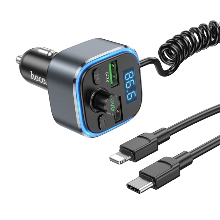 hoco E74 Car Dual USB Charger Bluetooth FM Transmitter with 2 in 1 Cable(Tarnish)