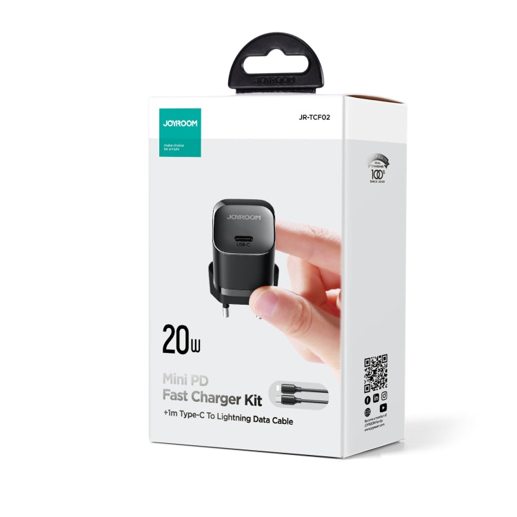 JOYROOM JR-TCF02 PD Type-C 20W Mini Charger with 1m Type-C to 8Pin Cable, Plug:EU Plug