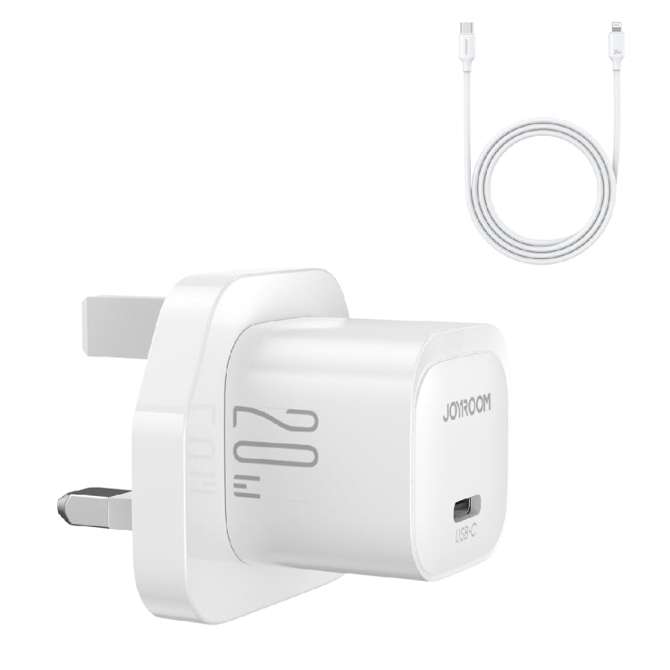 JOYROOM JR-TCF02 PD Type-C 20W Mini Charger with 1m Type-C to 8Pin Cable, Plug:UK Plug