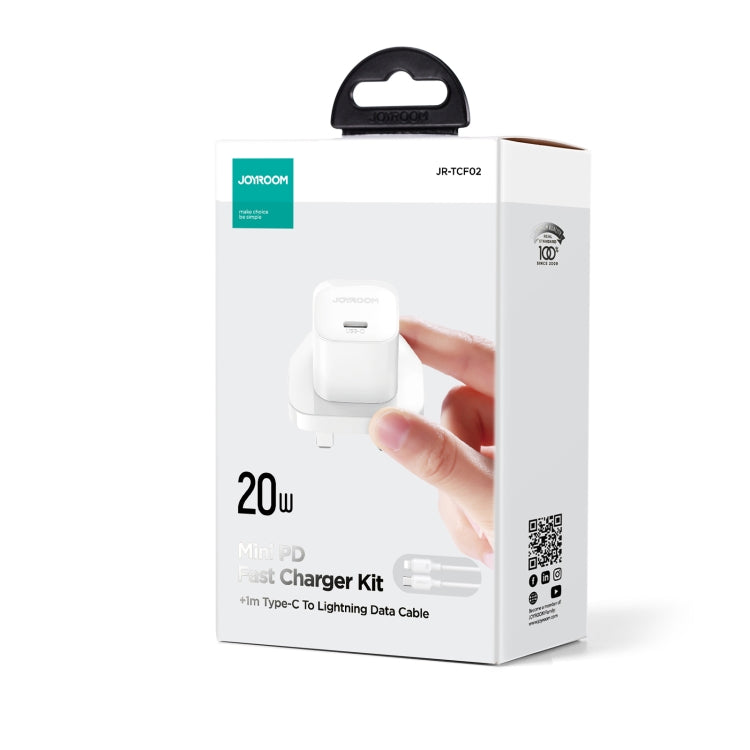 JOYROOM JR-TCF02 PD Type-C 20W Mini Charger with 1m Type-C to 8Pin Cable, Plug:UK Plug