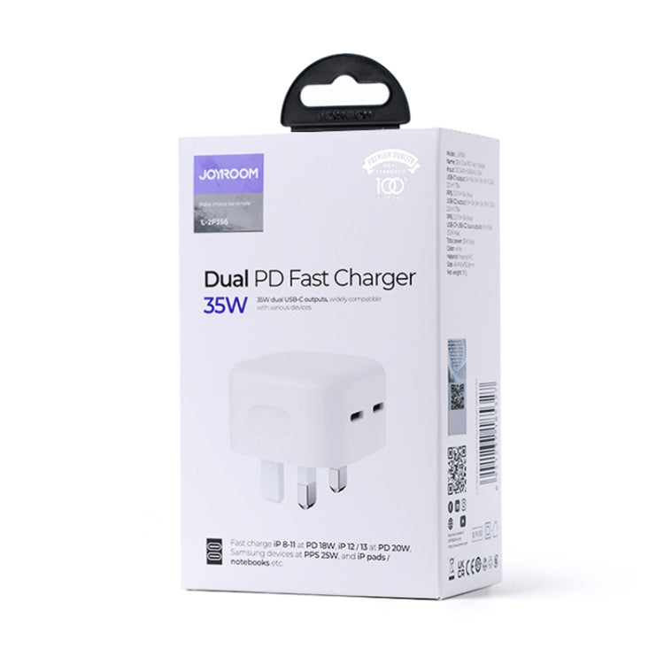 JOYROOM L-2P356 35W Dual USB-C / Type-C PD Fast Charger, UK Plug(White)