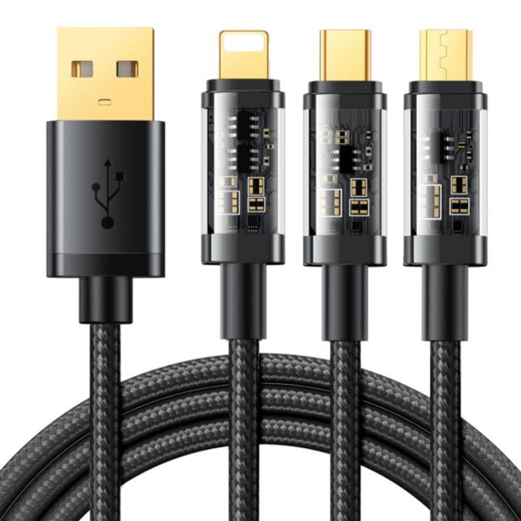 JOYROOM S-1T3015A5 1.2m 3.5A 3 in 1 USB to 8Pin + Type-C + Micro USB Fast Charging Data Cable