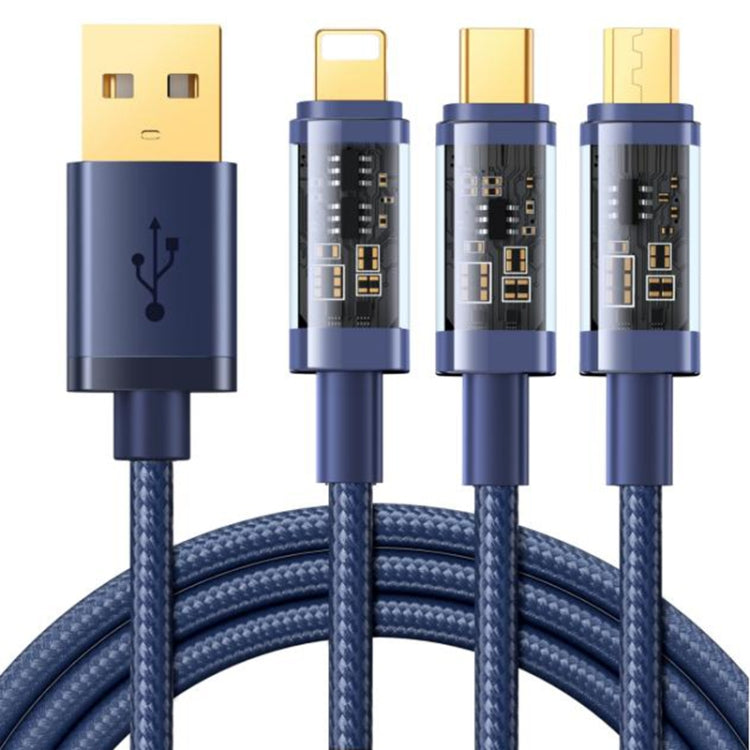 JOYROOM S-1T3015A5 1.2m 3.5A 3 in 1 USB to 8Pin + Type-C + Micro USB Fast Charging Data Cable