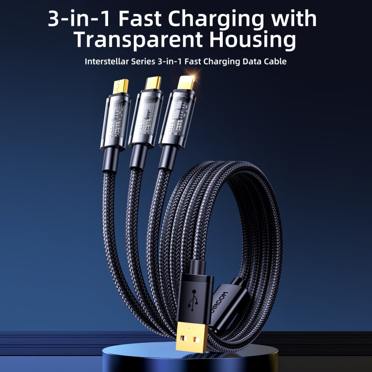 JOYROOM S-1T3015A5 1.2m 3.5A 3 in 1 USB to 8Pin + Type-C + Micro USB Fast Charging Data Cable