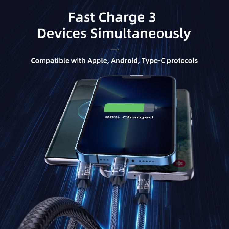 JOYROOM S-1T3015A5 1.2m 3.5A 3 in 1 USB to 8Pin + Type-C + Micro USB Fast Charging Data Cable