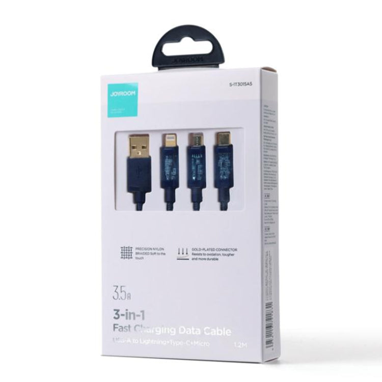 JOYROOM S-1T3015A5 1.2m 3.5A 3 in 1 USB to 8Pin + Type-C + Micro USB Fast Charging Data Cable