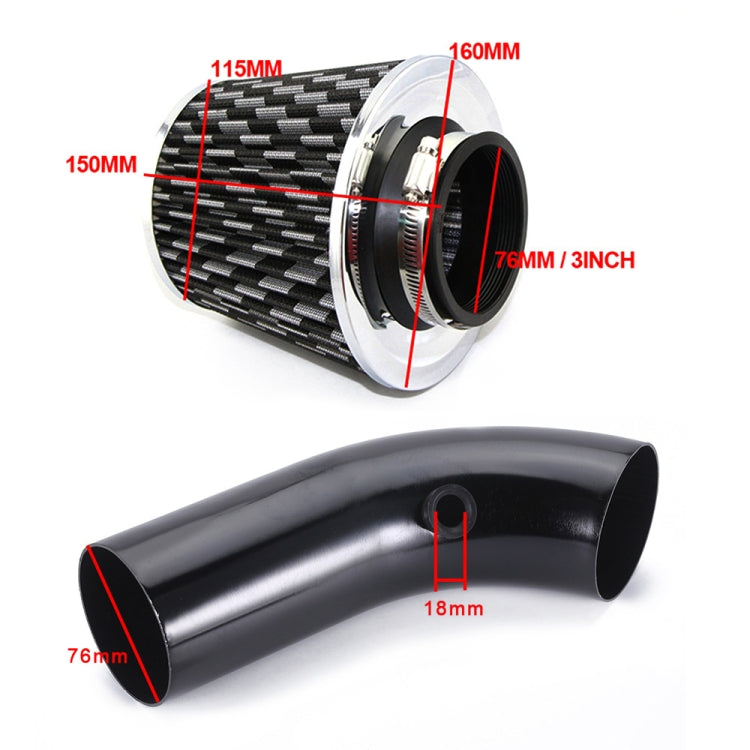 Universal Car Cold Air Intake Kit Modified Aluminum Tube 76mm / 3inch Mushroom Head Style Air Filter