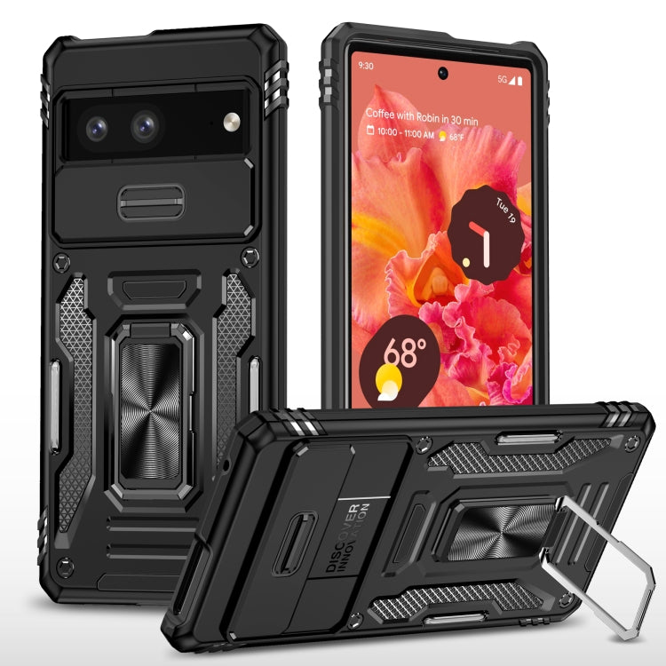 For Google Pixel 7a Armor PC + TPU Camera Shield Phone Case