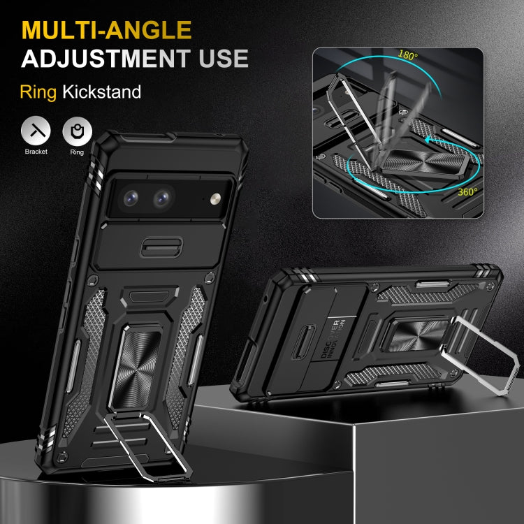 For Google Pixel 7a Armor PC + TPU Camera Shield Phone Case