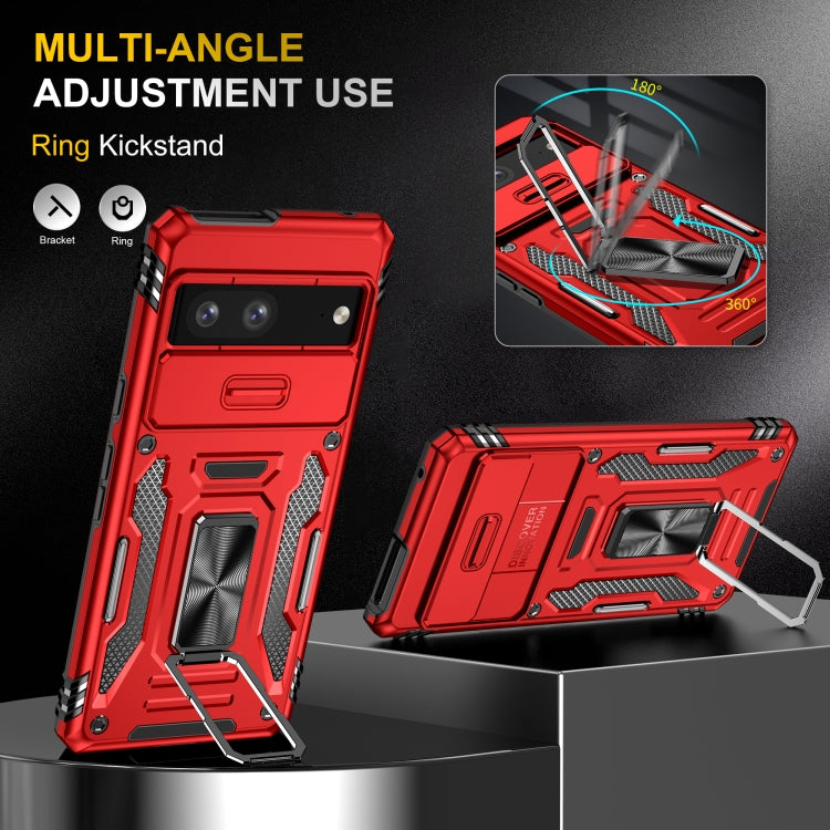 For Google Pixel 7a Armor PC + TPU Camera Shield Phone Case