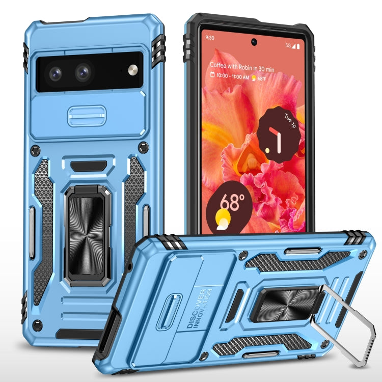 For Google Pixel 7a Armor PC + TPU Camera Shield Phone Case
