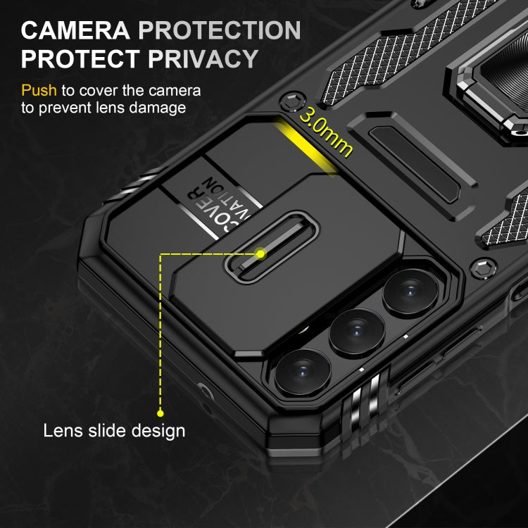For Samsung Galaxy A34 Armor PC + TPU Camera Shield Phone Case