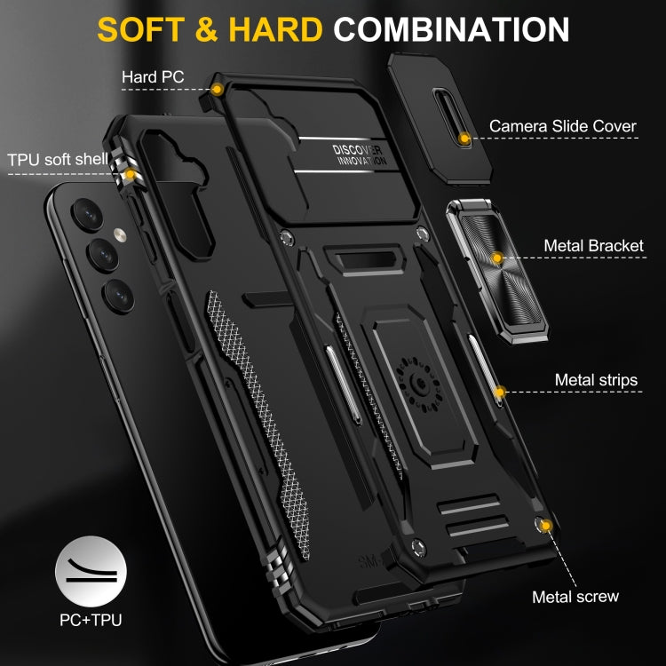 For Samsung Galaxy A34 Armor PC + TPU Camera Shield Phone Case