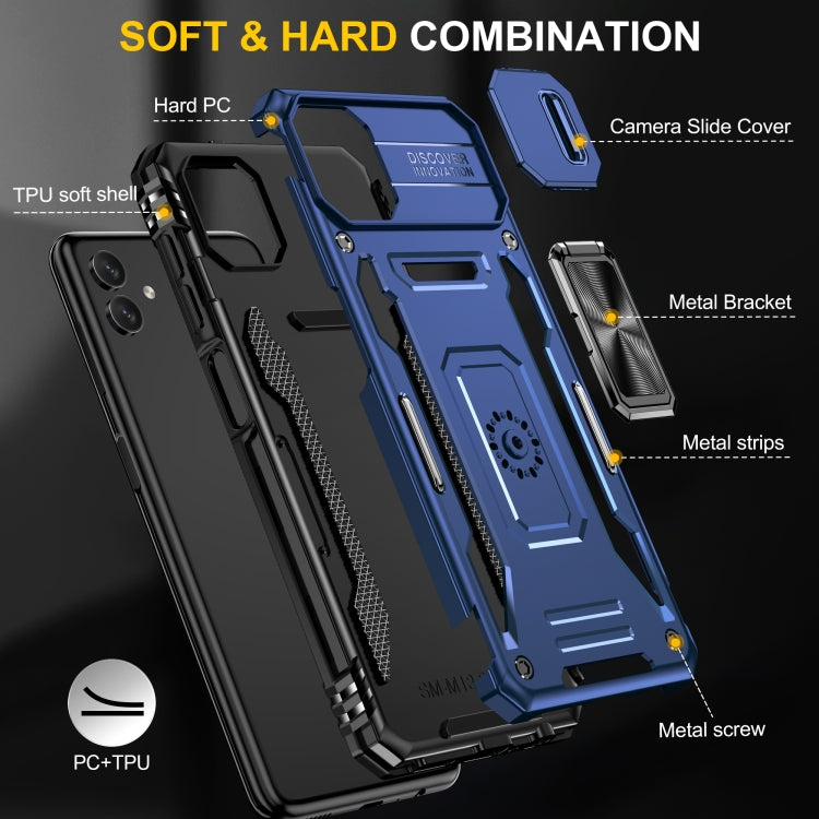 For Samsung Galaxy M13 5G / A04 Armor PC + TPU Camera Shield Phone Case