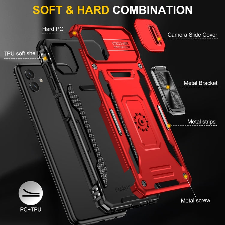 For Samsung Galaxy M13 5G / A04 Armor PC + TPU Camera Shield Phone Case