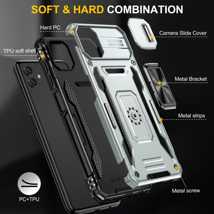 For Samsung Galaxy M13 5G / A04 Armor PC + TPU Camera Shield Phone Case