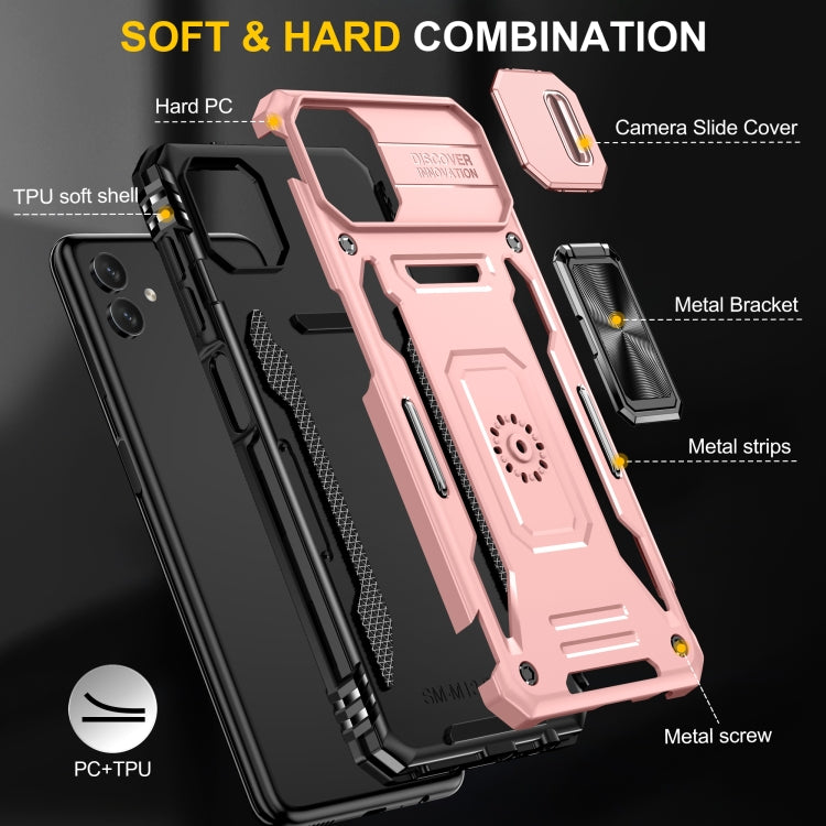 For Samsung Galaxy M13 5G / A04 Armor PC + TPU Camera Shield Phone Case