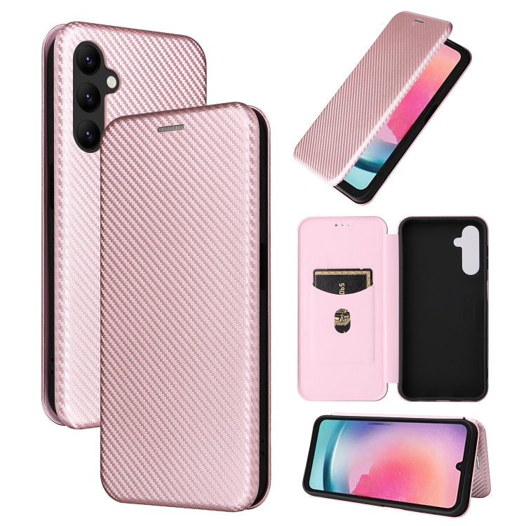 For Samsung Galaxy A24 4G Carbon Fiber Texture Flip Leather Phone Case