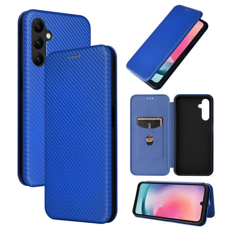 For Samsung Galaxy A24 4G Carbon Fiber Texture Flip Leather Phone Case