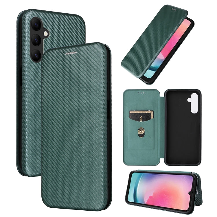 For Samsung Galaxy A24 4G Carbon Fiber Texture Flip Leather Phone Case