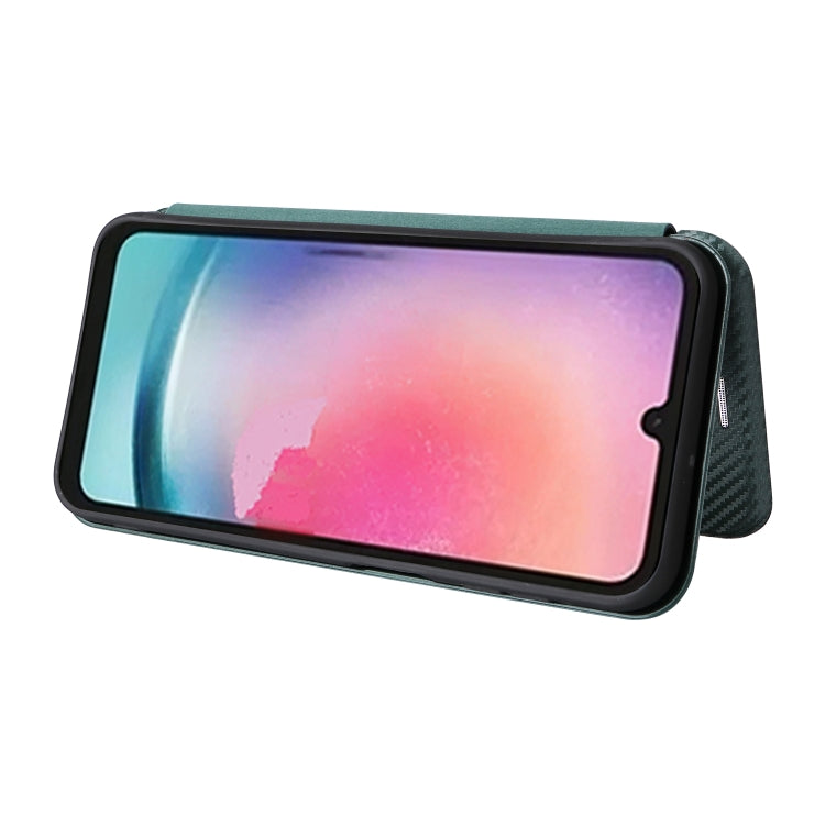 For Samsung Galaxy A24 4G Carbon Fiber Texture Flip Leather Phone Case