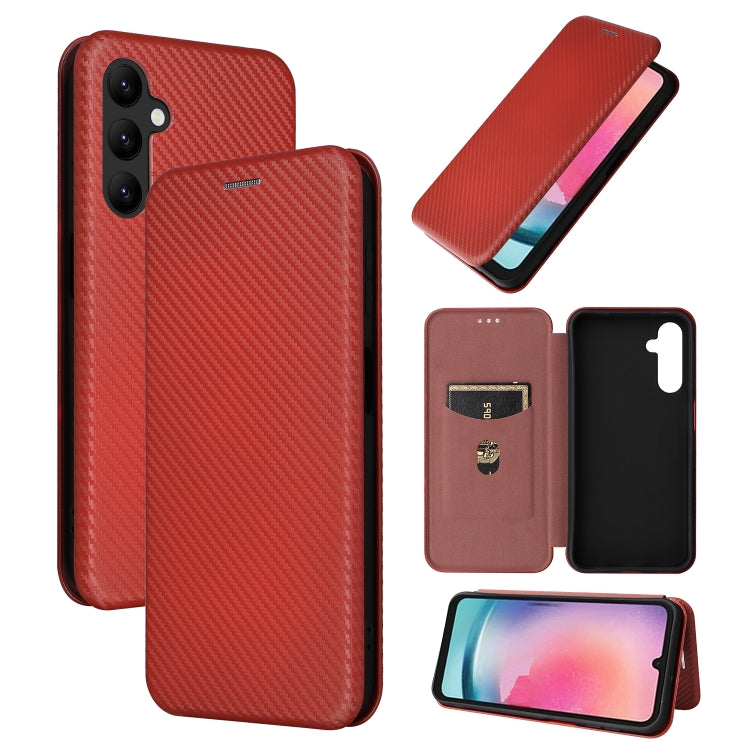 For Samsung Galaxy A24 4G Carbon Fiber Texture Flip Leather Phone Case