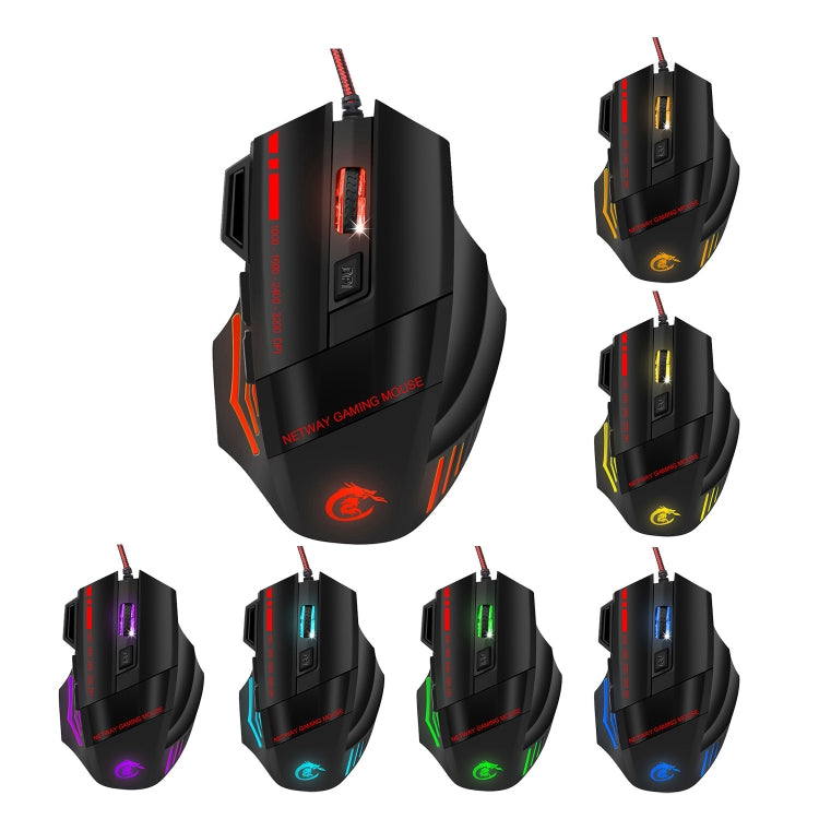 HXSJ A907 7 Keys Colorful Luminous 7D Wired Gaming Mouse