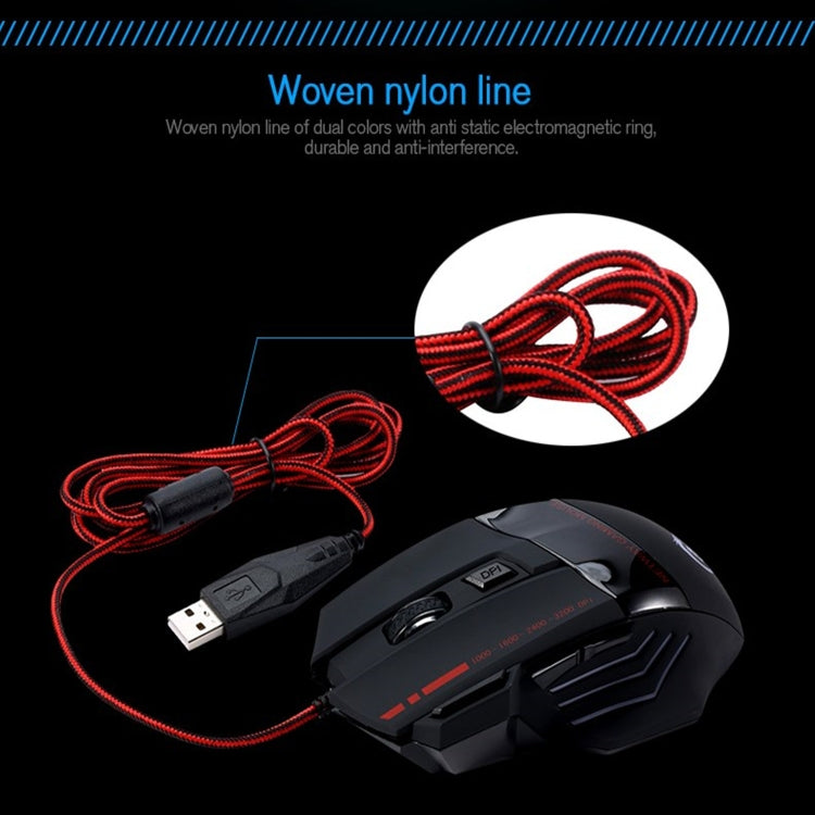 HXSJ A907 7 Keys Colorful Luminous 7D Wired Gaming Mouse