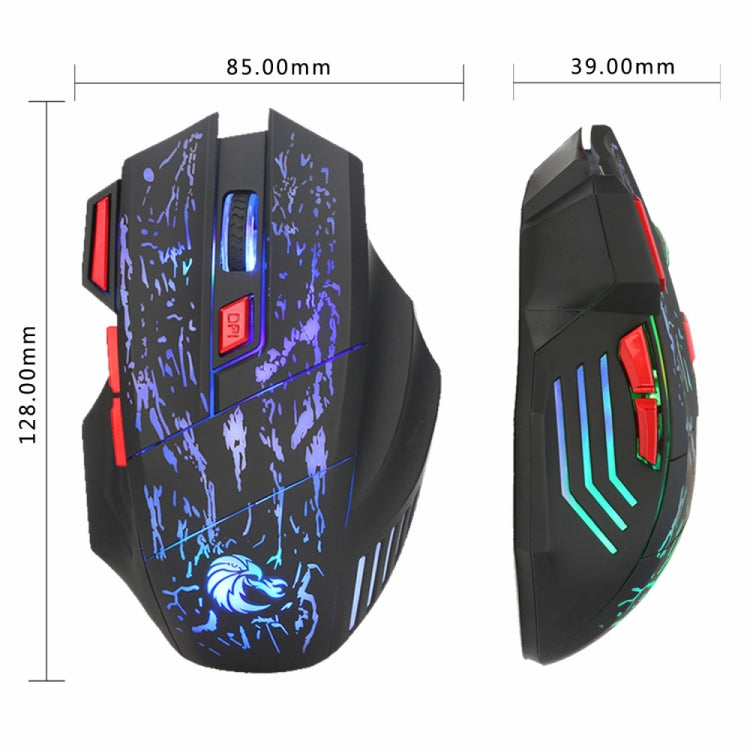 HXSJ H300 7 Keys Flowing Water Crack Colorful Luminous Wired Gaming Mouse(Black)