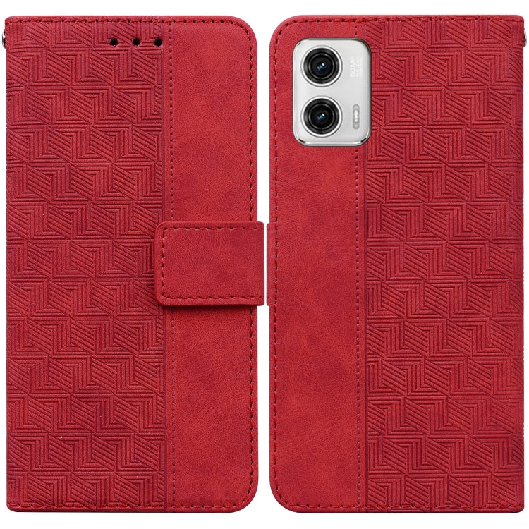 For Motorola Moto  G73 Geometric Embossed Leather Phone Case
