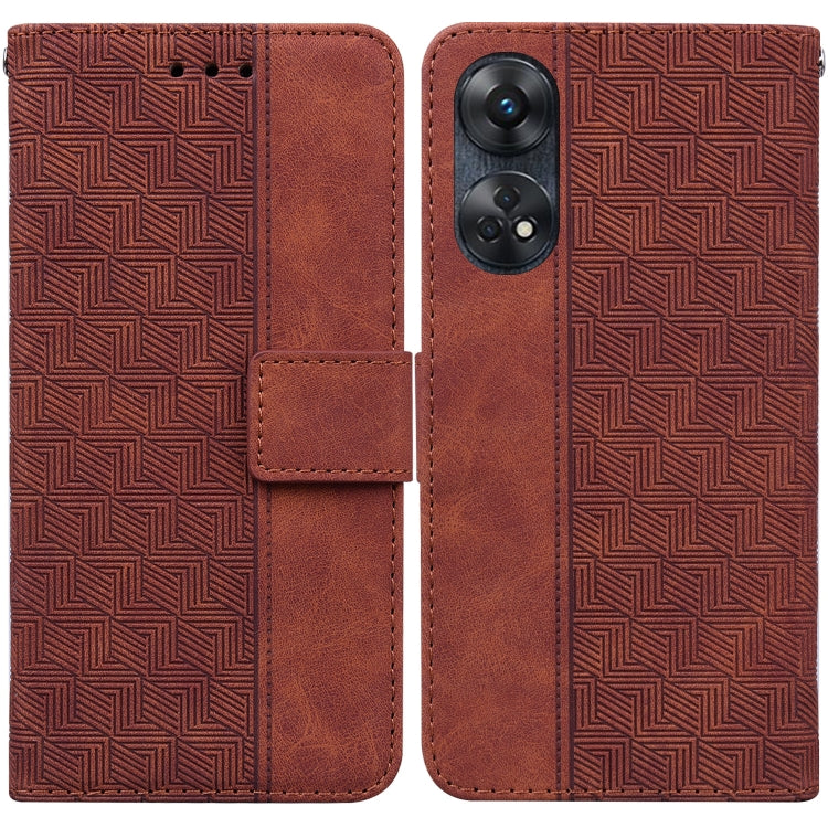 For OPPO Reno8 T  4G Geometric Embossed Leather Phone Case