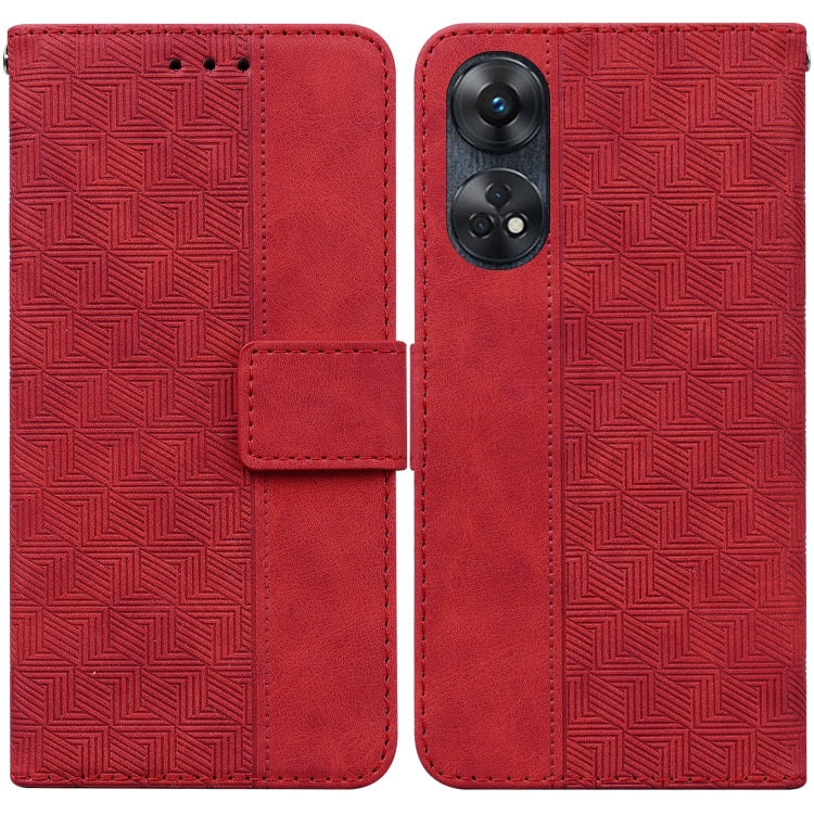 For OPPO Reno8 T  4G Geometric Embossed Leather Phone Case