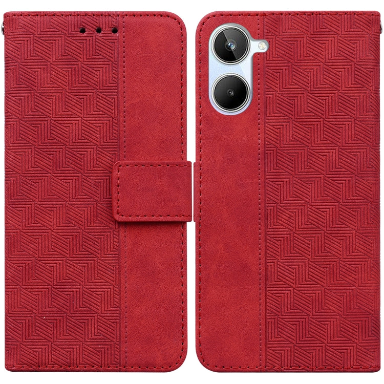 For Realme 10 4G Geometric Embossed Leather Phone Case