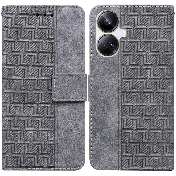 For Realme 10 Pro+ Geometric Embossed Leather Phone Case