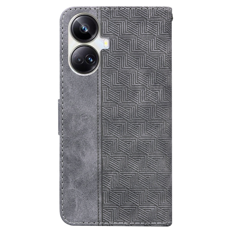 For Realme 10 Pro+ Geometric Embossed Leather Phone Case