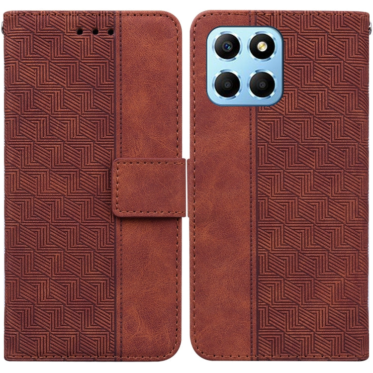 For Honor X8 5G Geometric Embossed Leather Phone Case