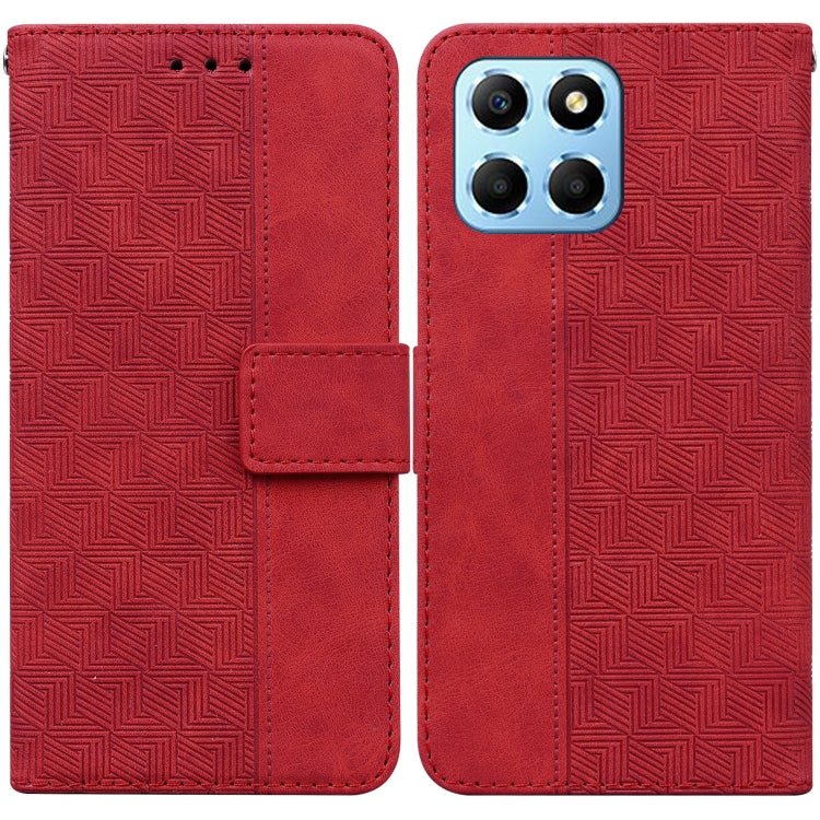 For Honor X8 5G Geometric Embossed Leather Phone Case