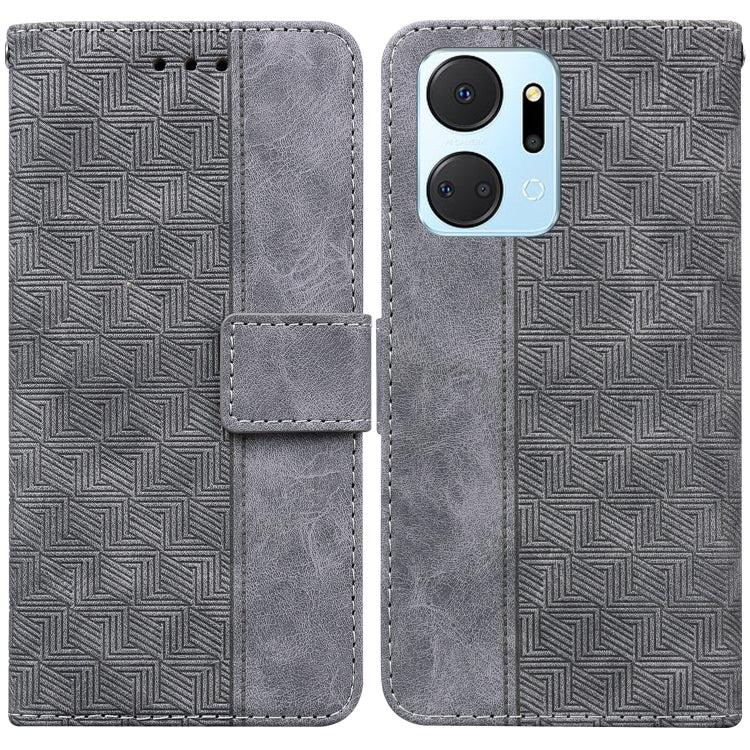 For Honor X7a Geometric Embossed Leather Phone Case