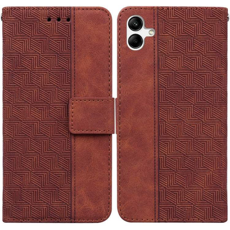 For Samsung Galaxy A04e / F04 / M04 Geometric Embossed Leather Phone Case