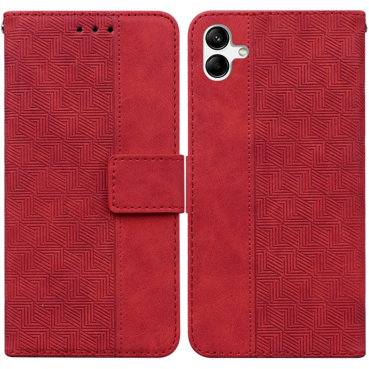 For Samsung Galaxy A04e / F04 / M04 Geometric Embossed Leather Phone Case