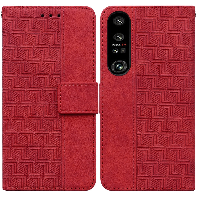 For Sony Xperia 1 IV 2023 Geometric Embossed Leather Phone Case