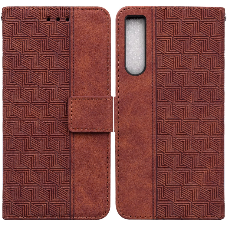 For Sony Xperia 10 IV 2023 Geometric Embossed Leather Phone Case