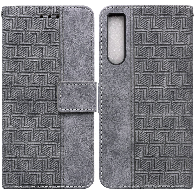 For Sony Xperia 10 IV 2023 Geometric Embossed Leather Phone Case
