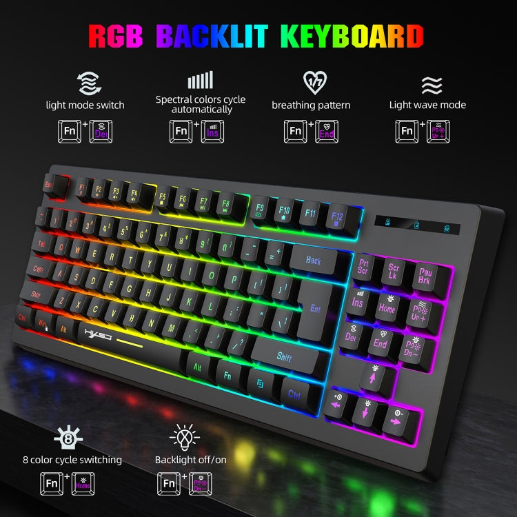HXSJ L100 87 Keys RGB Backlit Film 2.4G Wireless Keyboard