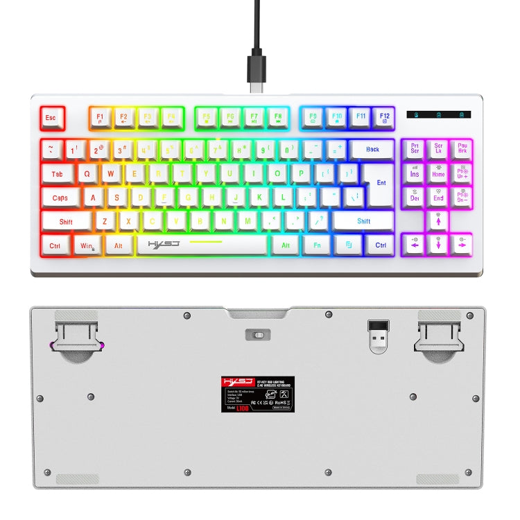HXSJ L100 87 Keys RGB Backlit Film 2.4G Wireless Keyboard