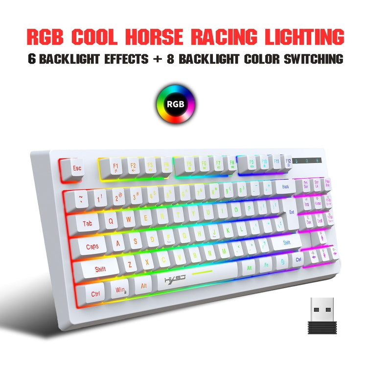 HXSJ L100 87 Keys RGB Backlit Film 2.4G Wireless Keyboard