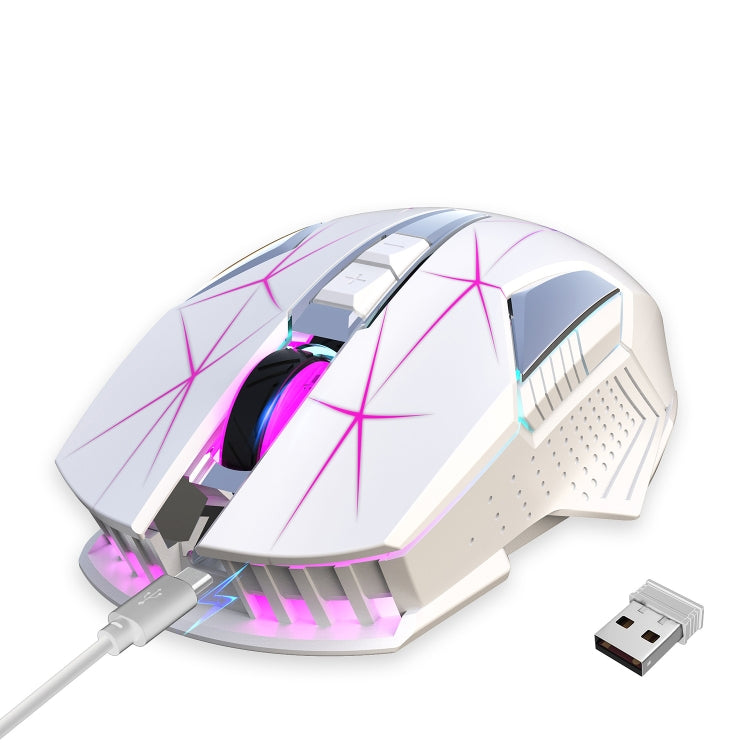 HXSJ T300 7 Keys 2400DPI 2.4G Colorful Luminous Wireless Mouse
