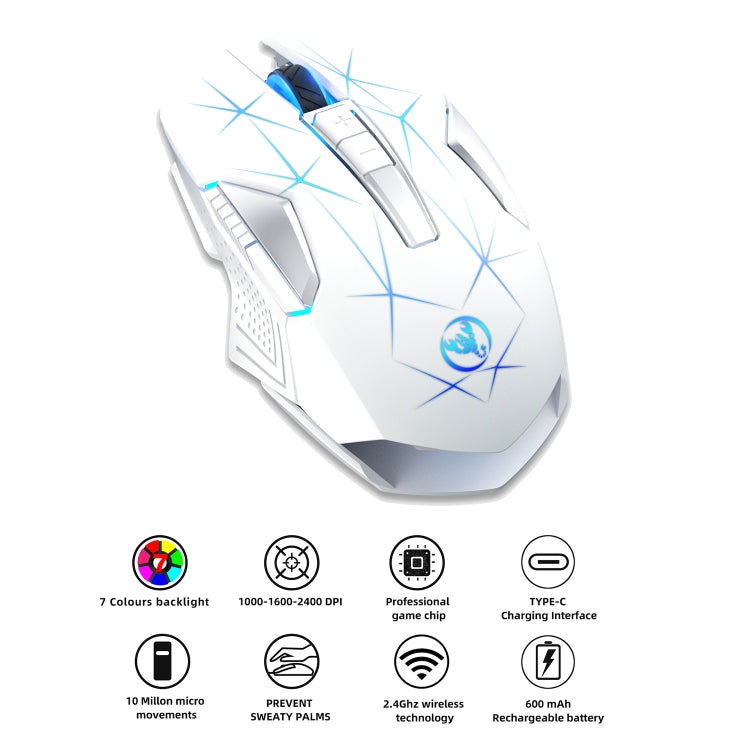 HXSJ T300 7 Keys 2400DPI 2.4G Colorful Luminous Wireless Mouse