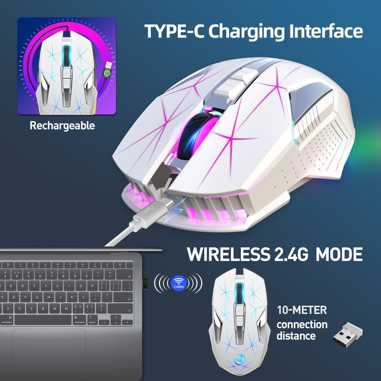 HXSJ T300 7 Keys 2400DPI 2.4G Colorful Luminous Wireless Mouse